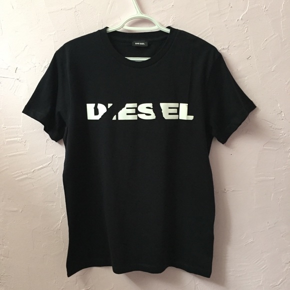 Diesel Midnight Black Tee Shirt Faded Out Logo Italian Muscle Fit NWT Diego Brok - Picture 4 of 11